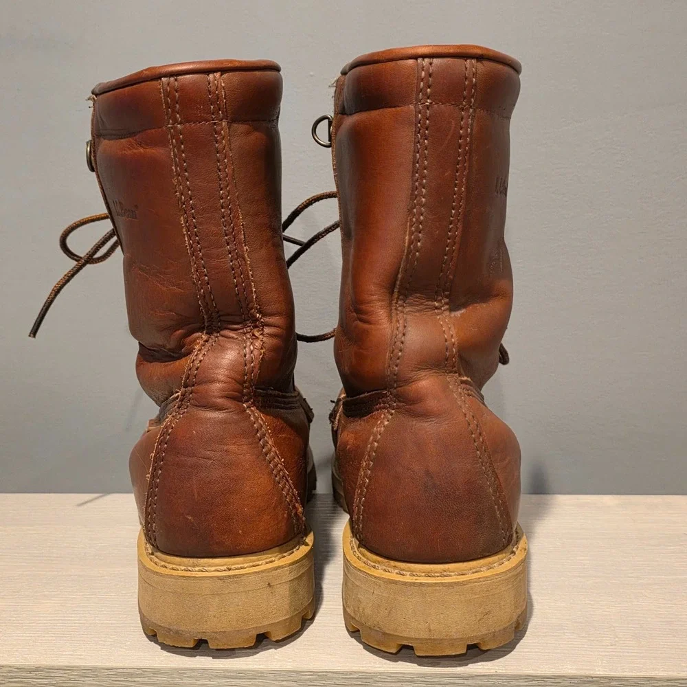 L.L. Bean Combat Ankle Work Boots‎ Mens 7M Brown Genuine Leather Lace Up